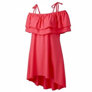 NWT Devlin pink off shoulder ruffled high low dress size medium M B51